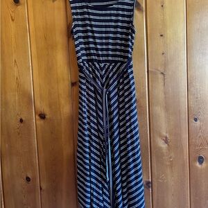 She + Sky Navy and White Striped Maxi Dress